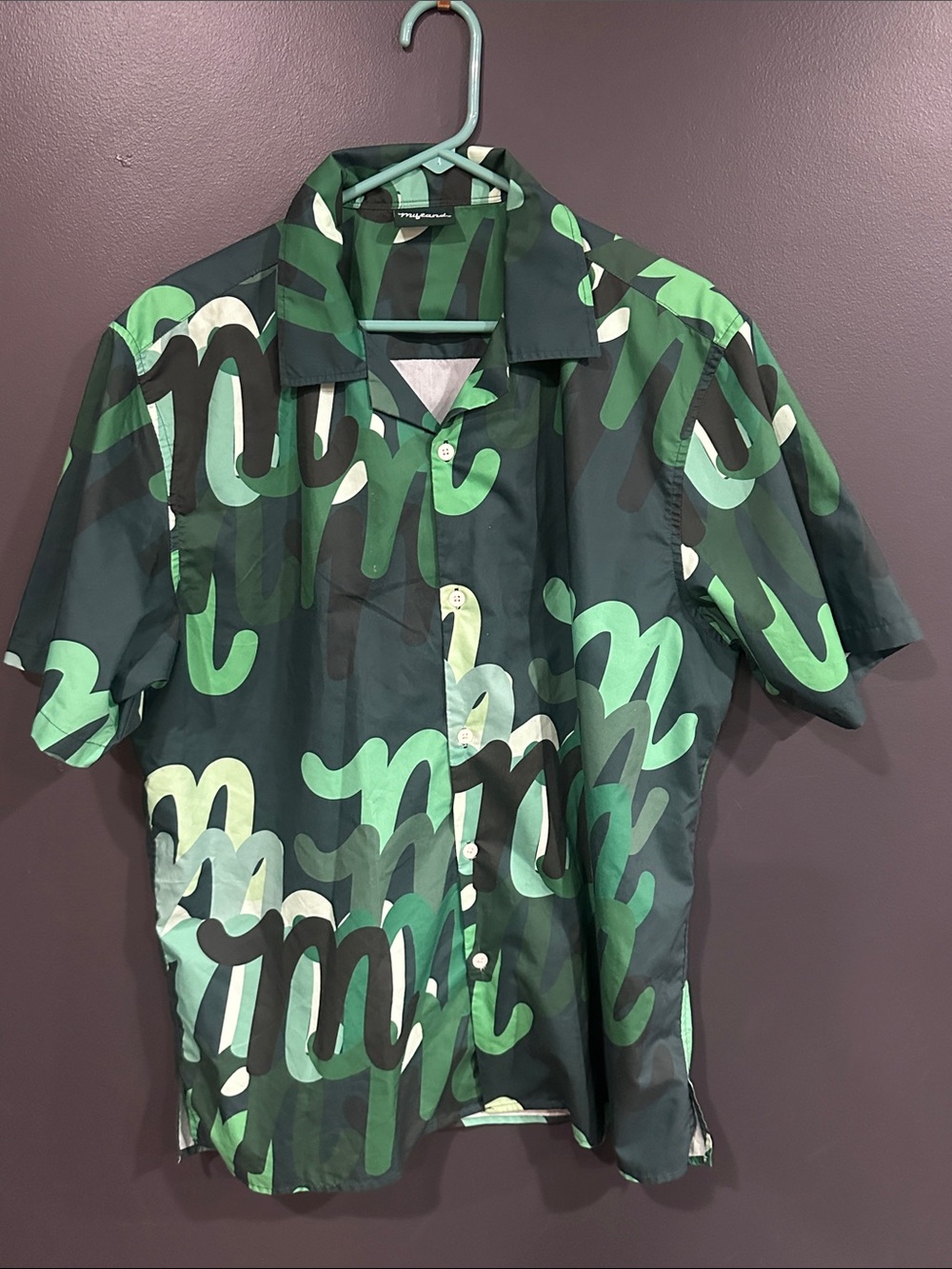 Mifland  Men's Short-Sleeve Graphic Button-Down Shirt — Green Print